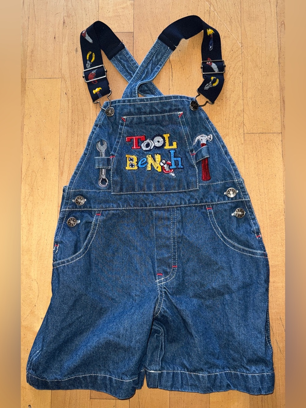 Vintage Kids Headquarters KHQ Sportswear Tool Bench Overalls / Shortalls 3T